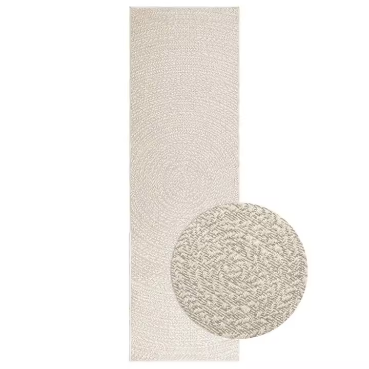 vidaXL Alfombra ZIZUR apariencia yute interior exterior 80x250cm en color Crema/Antracita/Beige - 1