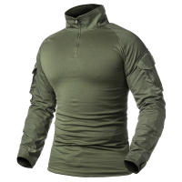 Camisa Táctica De Camuflaje Para Hombres Con Cuello En V De 1/4 De Zapata Manga Larga Uniforme De Combate Airsoft Transpirable Ligera De Secado Rápido Material Coton-Poliéster - details 9