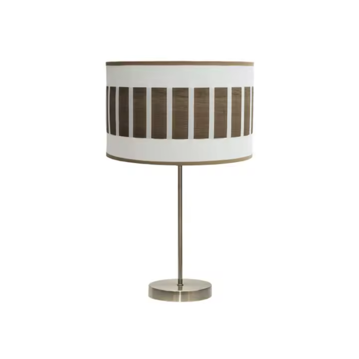 Fabrilamp - Sobremesa Alto Ivanna 1xe27 Cuero/blanco-madera Oscura 62x30x30 Cm - 1