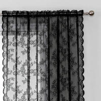 Cortinas De Encaje Sencillo Negro Para Ventanas De Sala Y Dormitorio Cortinas De Partición Para Ventanas Bayas Tejidas Alargadas - details 0