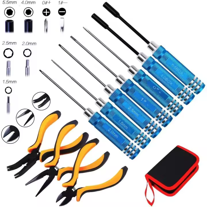 Kits de herramientas 10 en 1, destornilladores hexagonales, alicates, juego de herramientas, reparación de llaves para modelos RC, robótica, trabajo de banco, ingeniería de precisión - 1