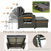 Conjunto de chaise longue de Jardín Para 2 plazas, Trino gris, apoyo ajustable, patites de Apoyo, Con reposapiés o como Cama de exterior, Con Juguetes y Juguetes de asiento - details 4