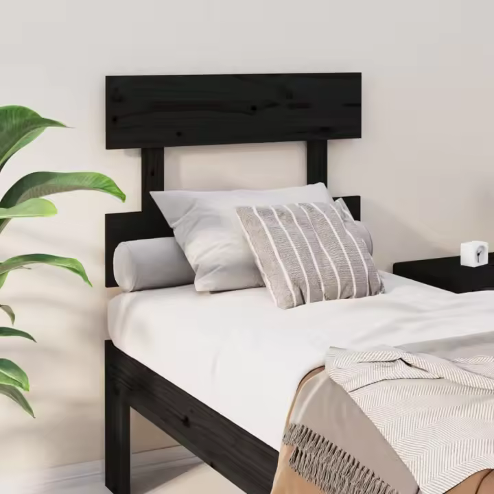 vidaXL Cabecero de cama madera maciza de pino negro 103,5x3x100 cm - 1