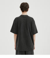 Camiseta Negra Washed Para Hombres 2024 Estilo Harajuku Streetwear Con Diseño Rojo Cara Vintage Coton Unisex Tops Hipster Y2K - details 4