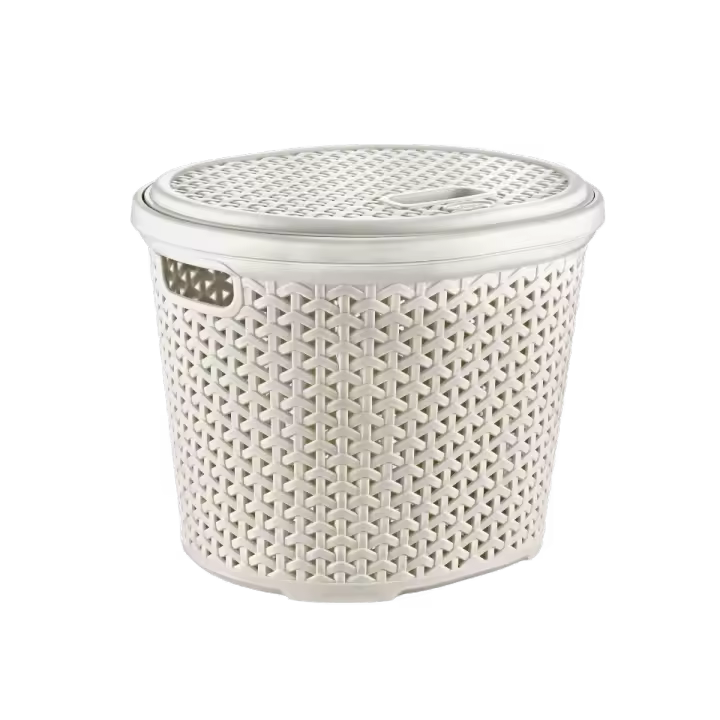Maya | Cesta Multiusos Ratán con Tapa 15 Litros | Color Beige | Ref 071214FS - 1