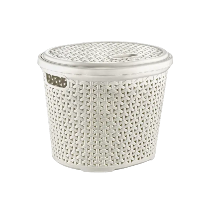 Maya | Cesta Multiusos Ratán con Tapa 15 Litros | Color Beige | Ref 071214FS - 1