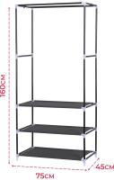 Armario ropero plegable, organizador para guardar ropa, armario de Tela, Desmontable 70 x 45 x 160 cm Negro con Puerta Enrollable - details 3