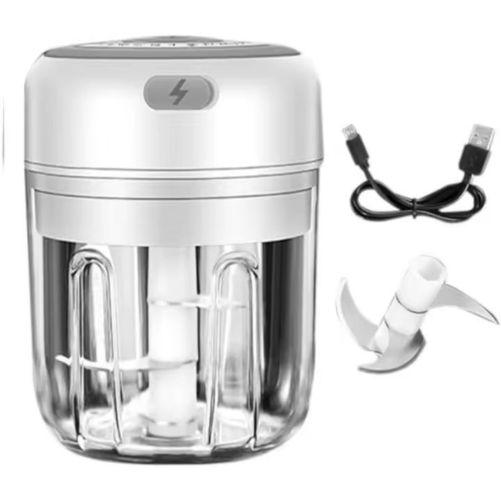 250ml ajo cebolla jengibre chopper, trituradora de ajo eléctrica trituradora eléctrica picadora de carne utilizada para aplastar ajo, jengibre, blanco - 1