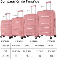 Maletas de viajes color Rosa, Equipaje de Mano, Maleta de Cabina para avión ligera y Rígida de Polipropileno con 4 Ruedas Dobles 360° y Cierre de seguridad, Maletas de Viaje varios tamaños para niño y adulto - details 1