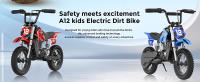 isinwheel A12 Moto Eléctrica para Niños, Motor 350W, Batería 36V 5.2AH, Neumáticos de 12 Pulgadas, Velocidad Máxima de 25 km/h, Autonomía de 22 km, 3 Modos de Velocidad, Doble Amortiguador, Freno de Manillar + Freno de Estacionamiento en la Rueda Trasera - details 6