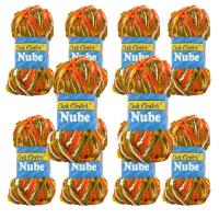 Lote 10 Ovillos Multicolor naranja - verde nube – Hilo Seda Suave Nylon Premium  50g - 95m  Agujas 4-5 mm  LANAS LUZ COLOR - details 0