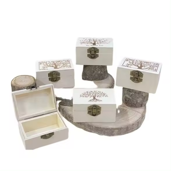 Baules pequeños de madera 12/24 UNIDADES baules de madera arbol de la vida para regalos presentacion detalles de invitados de boda comuniones bautizos aniversarios - 1
