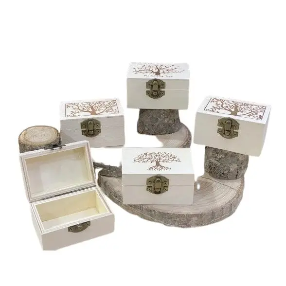 Baules pequeños de madera 12/24 UNIDADES baules de madera arbol de la vida para regalos presentacion detalles de invitados de boda comuniones bautizos aniversarios - 1