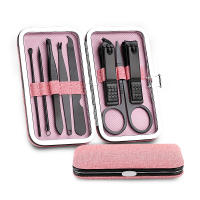 Set De 8 Piezas De Aparato De Manicura Portátil Herramientas De Cuidado De Uñas Y Pies Acero Inoxidable Pinzas Y Tijeras De Aseo Oidos Kit De Uñas - details 4