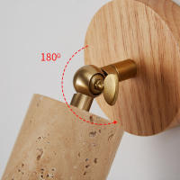 Lámpara De Pared Simple Para Dormitorio Estilo Japonés Wabi-Sabi Madera Y Piedra Para Escalera Y Pasillo Iluminación Diaria Contemporánea Color Marrón - details 4