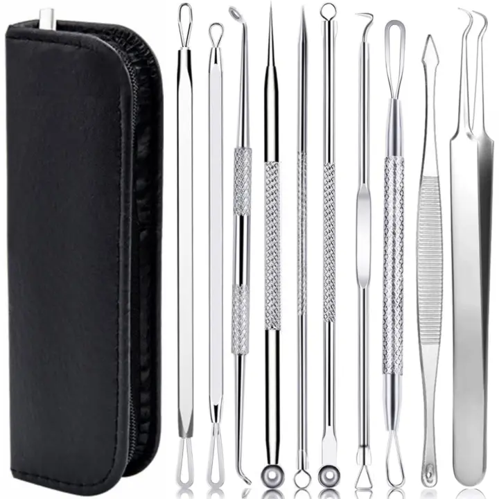 10 piezas Blackhead Remover Pimple Popper Tool Kit,Comedone Extractor herramientas para acné, blackhead, Whitehead, espinillas, manchas - 1
