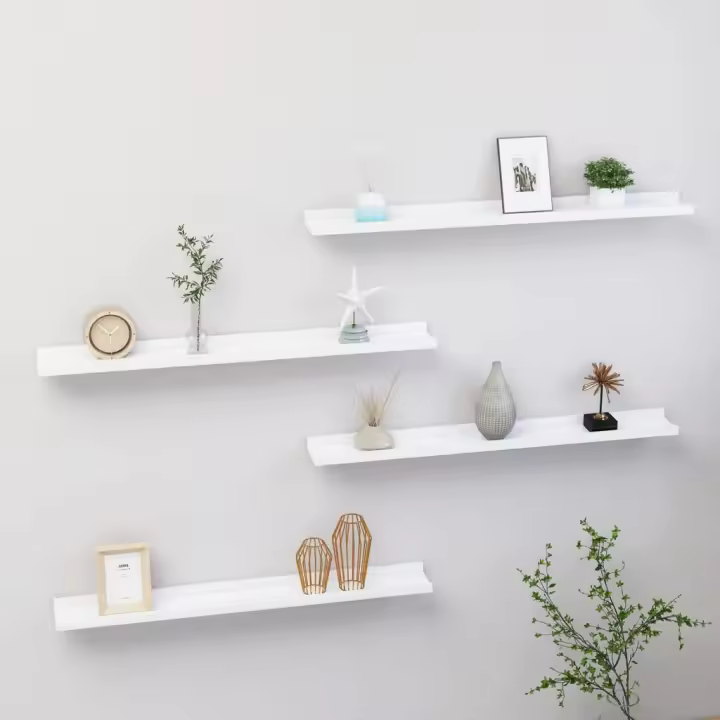 Estantes de pared 4 unidades blanco 80x9x3 cm - 1