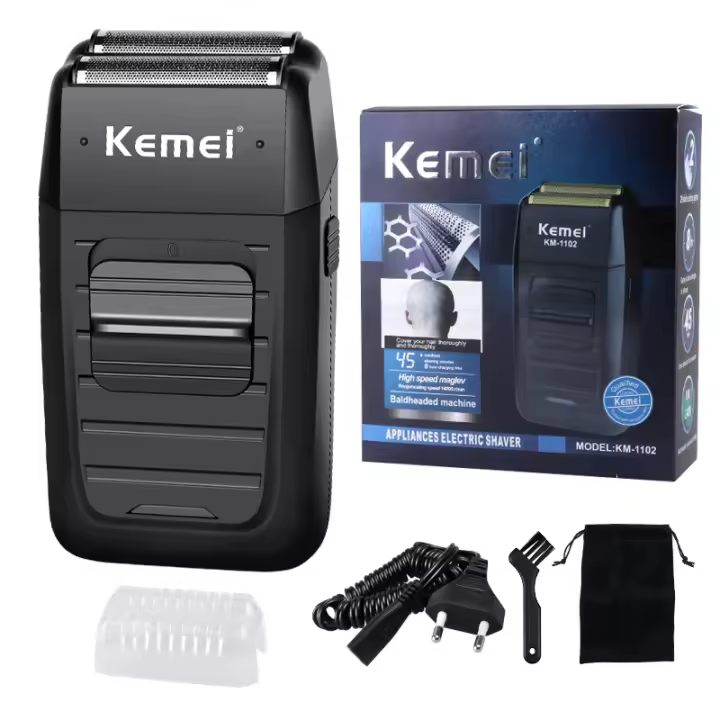 Kemei-afeitadora inalámbrica recargable para hombre, máquina de afeitar de Doble Hoja, para Barba recíproca, cuidado facial, multición, KM-1102 - 1