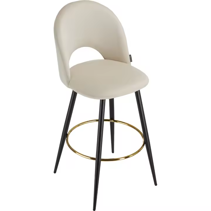 TECTAKE - Taburete alto SACHEL con respaldo, aspecto de terciopelo, Taburete alto acolchado con funda de terciopelo fino y gran respaldo, Estables patas de acero con revestimiento en polvo con reposapiés perimetral, Pies de plástico que protegen el suelo - 1
