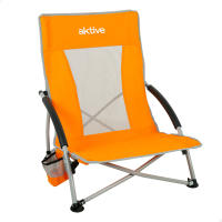 Aktive - Pack 2 sillas plegables, asiento bajo, 50x51x67 cm, estructura de acero, tejido poliéster con malla, reposabrazos acolchados, bolsillo lateral, máx. 110 kg, sillas de playa, accesorios de verano - details 1