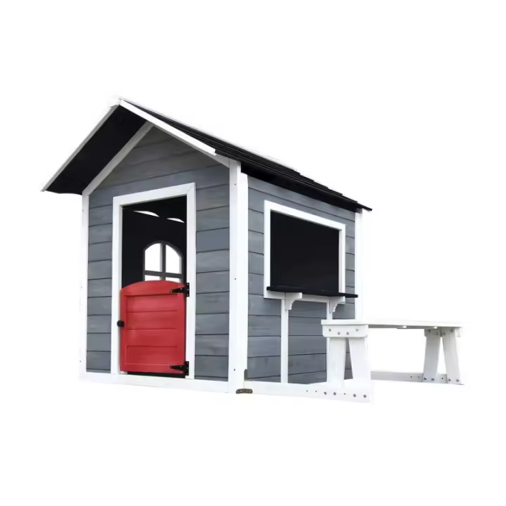 Caseta para niños de madera Tolem, casita infantil de madera con certificación FSC, casa de juego infantil con puerta, y banco. Pintura no tóxica y madera maciza de calidad - 1