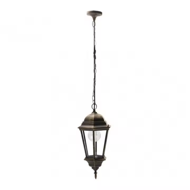 Farol Colgante Exterior de Aluminio Regulus 1xe27 Negro/Oro IP44 - FABRILAMP - 1