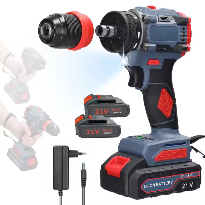 ​​Taladro Atornillador 2 en 1 Profesional 21V, 55Nm, Motor Sin Escobillas, Batería Li-Ion, Luz LED - para Trabajo Continuo en Construcción y Carpintería​ - 1
