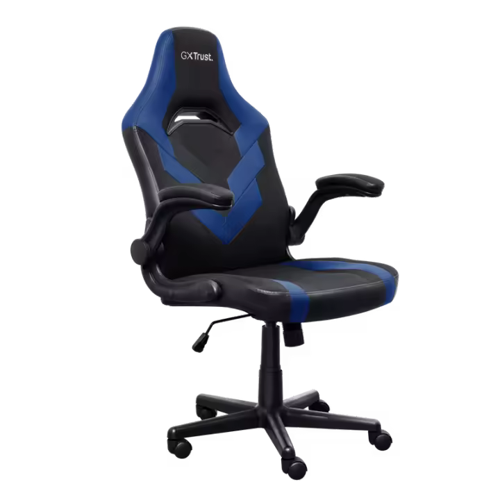 Silla Gaming Trust GXT 703B Riye - Reposabrazos - Ruedas de Nylon - Pistón de Gas Clase 4 - Base Metal - Peso Máximo 140kg - Negro/Azul - 1