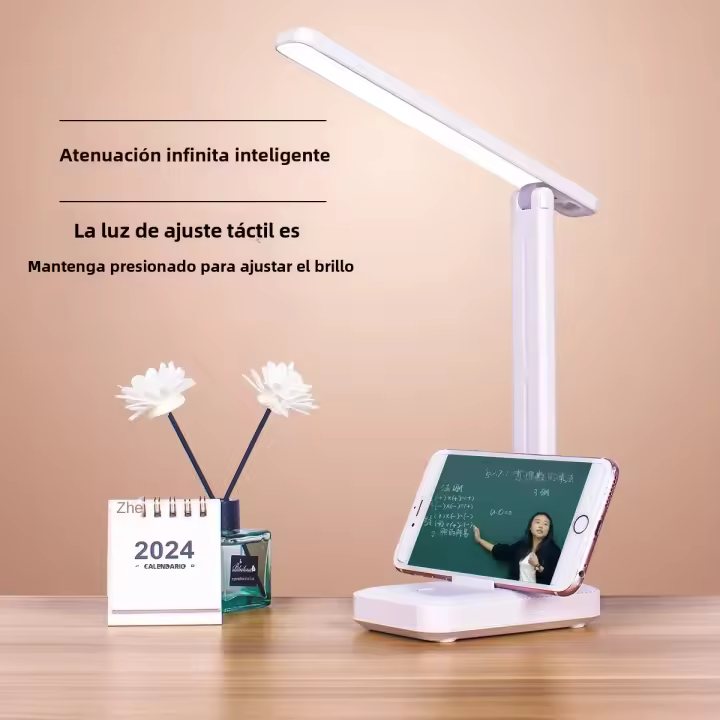Lámpara De Escritorio Recargable Plegable Con Protección Ocular Luz LED Táctil Dimmer Para Dormitorio Lectura USB - 1