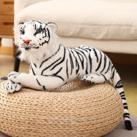 Juguete De Peluche Tigre Realista Suave Animal Silvestre Simulación Regalo De Cumpleaños Para Niños Blanco Y Marrón - details 10