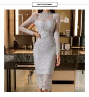 Vestido Elegante De Encaje Hembra Primavera Verano Cruzado Translúcido Lace Midi Bodycon Vestido De Fiesta Coreano Hua Han Queen - details 26