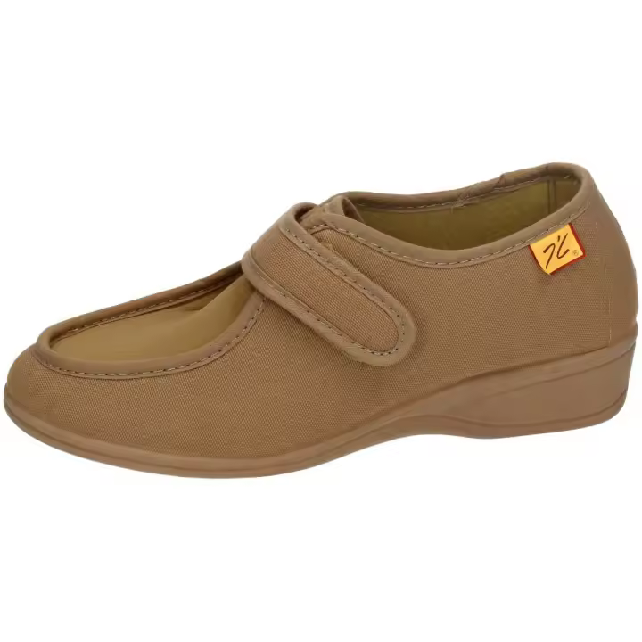 Zapatillas marca DOCTOR CUTILLAS para señora en color tostado. Zapato Extra Ancho para Señora Doctor Cutillas en Lona Tostado con Cierre de Velcro - 1