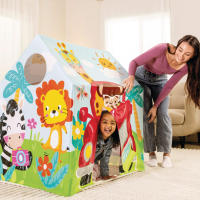INTEX- Casita infantil juegos, 95x75x107 cm, diseño animales colorido, estructura con varillas de plástico, vinilo resistente en una sola pieza, ventana y puerta, montaje fácil, juego simbólico, niños 3 a 6 años, uso en exterior o interior - details 1