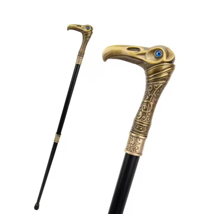 Bastón De Moda Elegante Con Cabeza De Águila De Cobre Decorativo Lujo Vintage Aleación Cruzada Con Punta De Goma 93cm Para Hike - 1