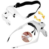 Lupa con Luz 2 Led -Gafas Lupa de Aumento para Leer, Lentes de Aumento Lectura, Reparaciones, Coser, Joyería y Relojería, Modelismo - 5 Lentes 1.0X-3.5X Ajustable - details 4