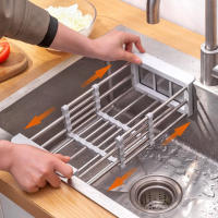 Engranajes Ajustables De Acero Inoxidable Para Cocina Organizador De Platos Y Verduras Rack De Secado Para Lavabo Extensible - details 2