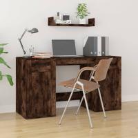 vidaXL Escritorio con armario contrachapada en color Gris hormigón/Gris sonoma/Roble ahumado y más | estructura resistente ideal para salón dormitorio o estudio - details 2