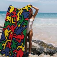 Toalla De Playa K-Keith-Haring Impresión Microfibra Absorbente Secado Rápido Suave Para Yoga Natación Resort Montañismo Tamaño 76x182 Cm - details 8