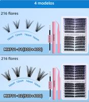 Kit de pestañas postizas de racimos: Juego de extensiones de pestañas de volumen ultra denso con aplicación de calor segmentada. - details 5