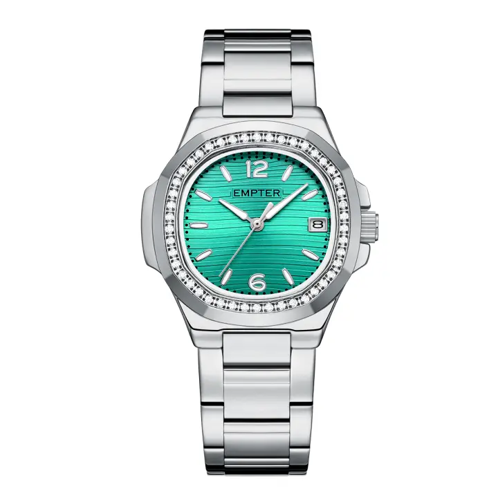 Reloj De Moda Para Mujer 2025 Marca De Lujo Negocios Luminoso Impermeable Cuadrado Calendario Reloj De Pulsera De Cuarzo Para Damas Acero Inoxidable Resistente Al Agua Con Manos Luminosas - 1