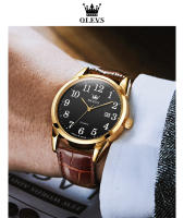 Reloj De Cuarzo Clásico Para Hombre OLEVS Con Correa De Cuero Marrón Y Fechador Resistente Al Agua Dial Digital Estilo De Negocios - details 23