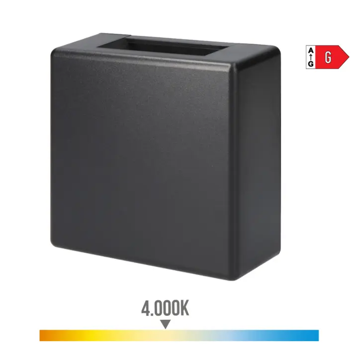 Aplique LED 3W 85lm 4000K Luz Día IP54 12x12x5cm Cuadrado 2 Proyecciones EDM Exterior - 1