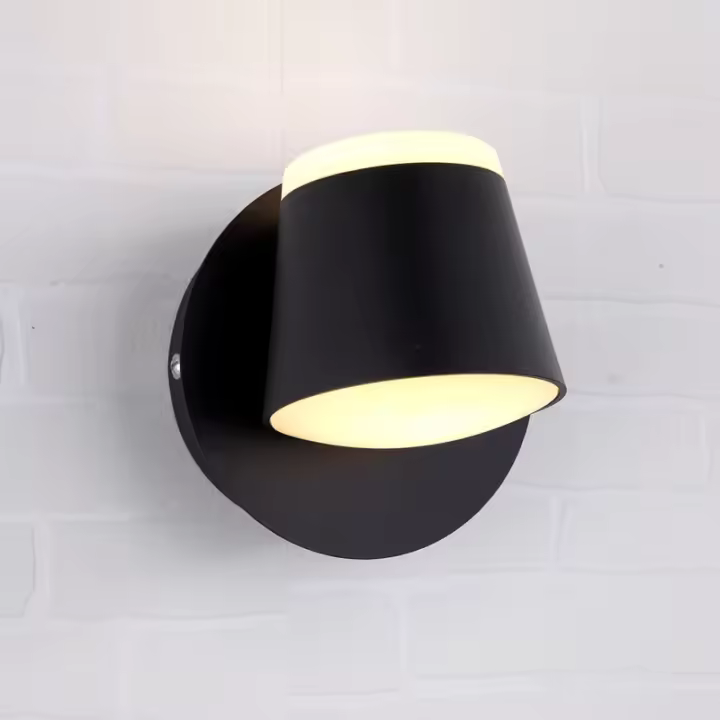 LED lámpara de pared dormitorio habitación Estudio Hotel luz-3000K Amarillo, 12*12cm, 10W, Negro, 1 UNID - 1