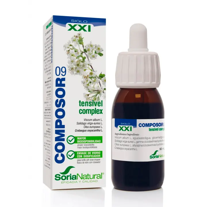 Composor 09 Tensivel Complex Soria Natural - Salud Cardiovascular, Sistema Circulatorio Saludable - Botella de 50ml - 1