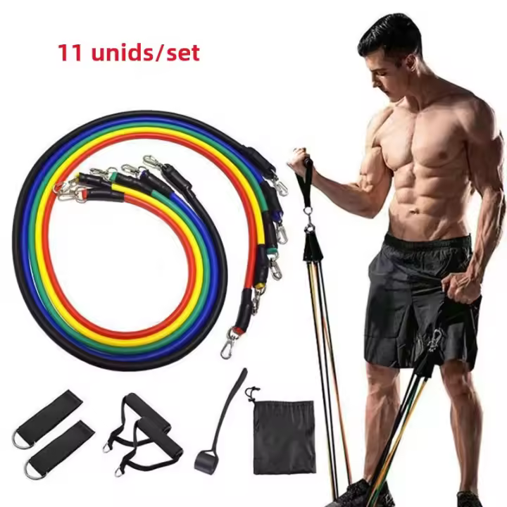Set De 11 Pzas De Bandas Elásticas De Resistencia Para Ejercicios De Fuerza Y Terapia Física 100LB Tuberías Expansoras De Goma Para Gimnasio Y Entrenamiento - 1