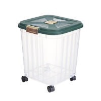 COTTECOTA-Contenedor de Comida para Mascotas 34L o 52L, Mascotas Caja de Alimentos con Ruedas, Tapa abatible de dos colores, hermética, Transparente, Ruedas y Pala, para Perros y Gatos, Caja para croquetas, Recipiente impermeable para comida SOY-3304,3305 - details 0