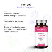 Biotina 10000mgc Complex - Para Cabello Piel Uñas con Vitaminas D E Zinc Selenio - Para Mujer y Hombre -  120 Cápsulas Vegetarianas Biotin Nutralie - details 1