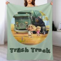 Manta Decorativa De Peluche Coral Con Diseño De Camión De Basura De Netflix Manta Para Sofá Y Cama Para Adultos Estilo Moderno Antipelusa Portátil Para Viajes Picnics Y Uso Doméstico - details 8