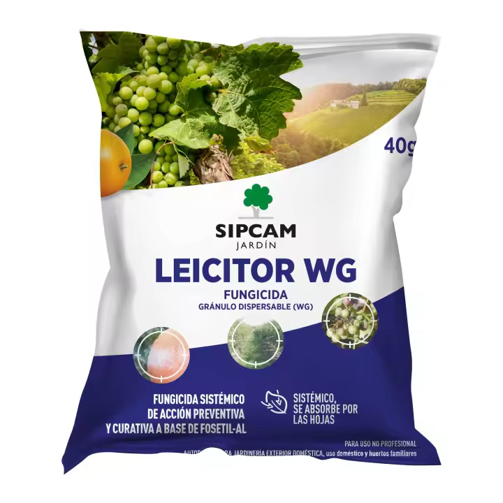 LEICITOR Fosetil AL 80 Plantas - Fungicida en polvo mojable para plantas - Acción preventiva y curativa contra mildiu y fitophtora (phytophthora) - Uso doméstico - Sipcam Jardin - 1