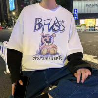 Camiseta De Hombre Con Estampado De Osito Basic Casual Manga Larga Top De Anime Falsa Dos Piezas Camisetas Para La Vida Diaria Verano Polyester Sin Capucha - details 4